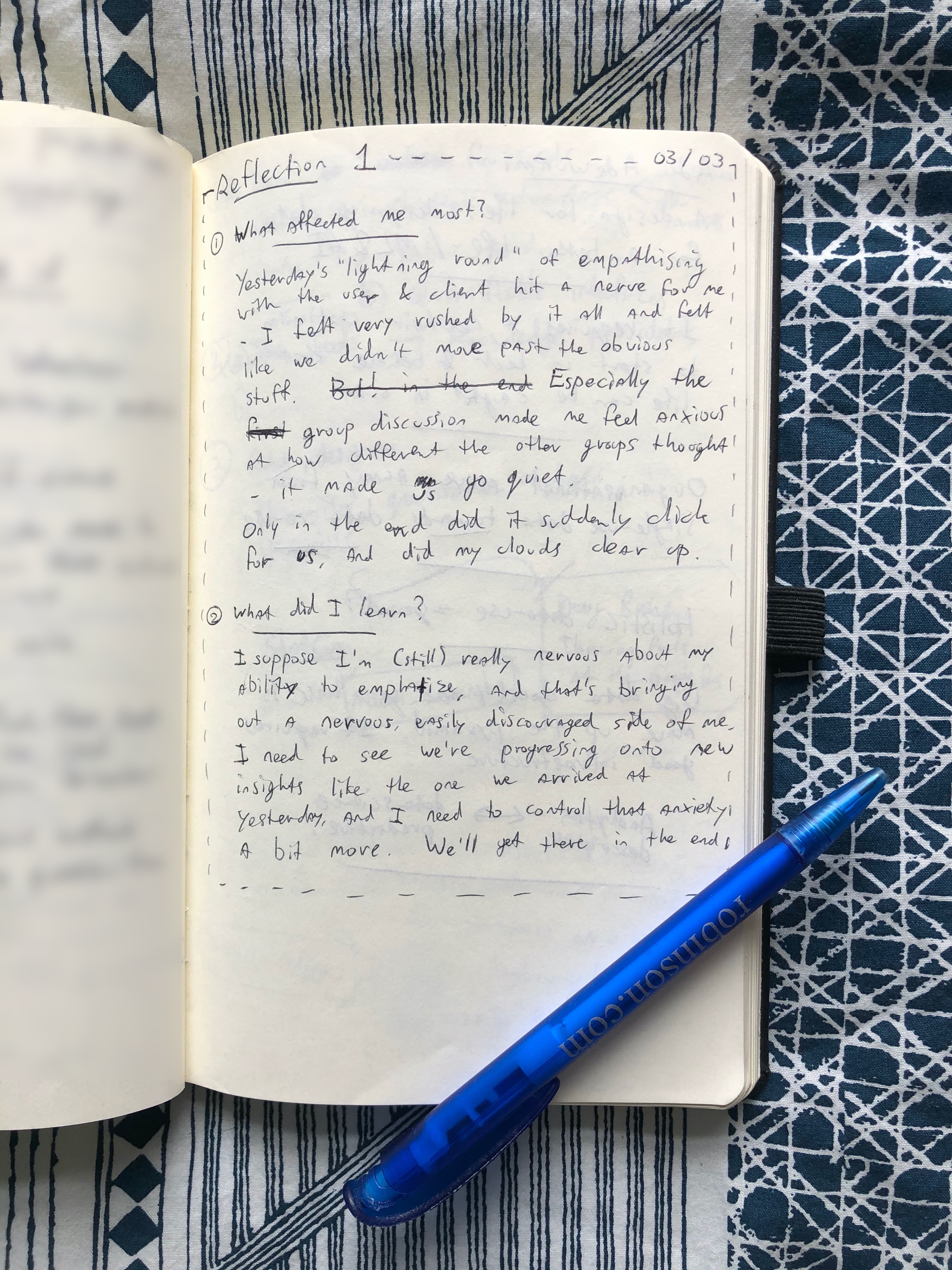 Figure: Regular reflections kept us close together and let us air frustrations early on.